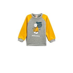 Koton Baskılı Bisiklet Yaka Uzun Kollu Erkek Bebek Sweatshirt