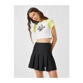 Koton Baskılı Crop Bisiklet Yaka Kız Çocuk Atlet
