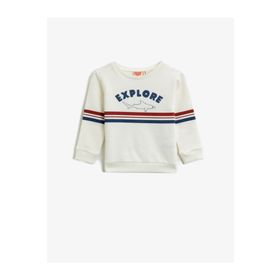 Koton Baskili Pamuklu Bisiklet Yaka Uzun Kollu Sweatshirt 1YMB18207ZK