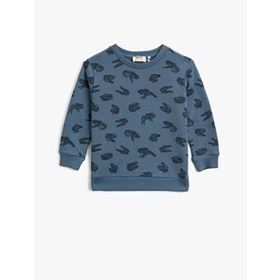 Koton Baskili Pamuklu Bisiklet Yaka Uzun Kollu Sweatshirt 1YMB18207ZK
