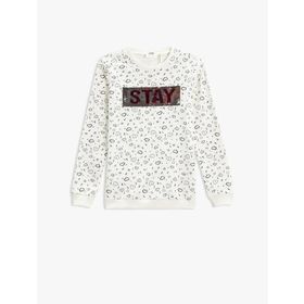 Koton Baskılı Uzun Kollu Bisiklet Yaka Pamuklu Kız Çocuk Sweatshirt
