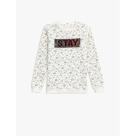 Koton Baskılı Uzun Kollu Bisiklet Yaka Pamuklu Kız Çocuk Sweatshirt