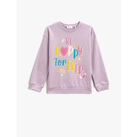 Koton Baskılı Uzun Kollu Bisiklet Yaka Pamuklu Kız Çocuk Sweatshirt