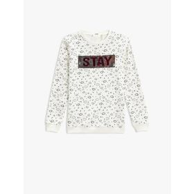Koton Baskılı Uzun Kollu Bisiklet Yaka Pamuklu Kız Çocuk Sweatshirt