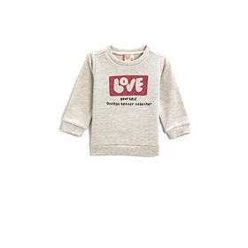 Koton Bej 24/36 Ay Bisiklet Yaka Kız Bebek Baskılı Sweatshirt