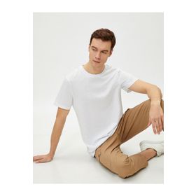 Koton Beyaz Bisiklet Yaka Erkek T-shirt