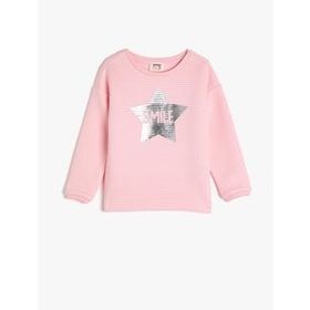 Koton Bisiklet Yaka Pamuklu Baskili Uzun Kollu Sweatshirt 1YKB16546OK