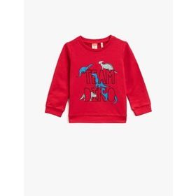 Koton Bisiklet Yaka Pamuklu Baskili Uzun Kollu Sweatshirt 1YKB16546OK