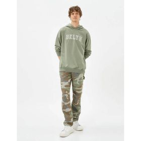 Koton Bisiklet Yaka Uzun Kollu Slogan Baskılı Sweatshirt, Erkek, Yeşil, L