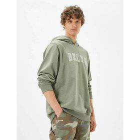 Koton Bisiklet Yaka Uzun Kollu Slogan Baskılı Sweatshirt, Erkek, Yeşil, L