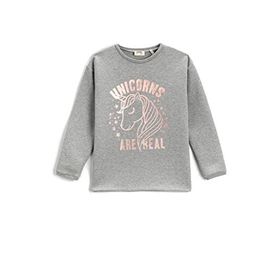 Koton Bisiklet Yaka Uzun Kollu Unicorn Baskılı Kız Çocuk Sweatshirt