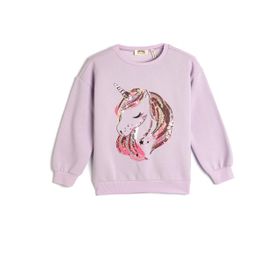 Koton Bisiklet Yaka Uzun Kollu Unicorn Baskılı Kız Çocuk Sweatshirt