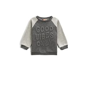 Koton Blok Renkli Bisiklet Yaka Kabartmalı Erkek Bebek Sweatshirt