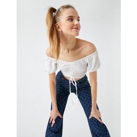 Koton Büzgülü Crop Tişört