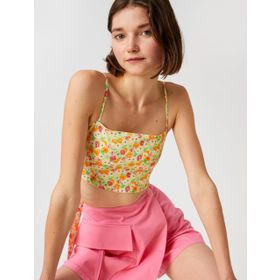 Koton Çiçekli Crop İnce Askılı Kız Çocuk Atlet