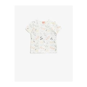 Koton Desenli Kısa Kollu T-Shirt 1YMB18779ZK