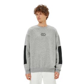 KOTON Erkek 4WAM70152MK Bisiklet Yaka Uzun Kollu İşlemeli Sweatshirt, Gri (031), XL