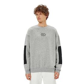 KOTON Erkek 4WAM70152MK Bisiklet Yaka Uzun Kollu İşlemeli Sweatshirt, Gri (031), XL