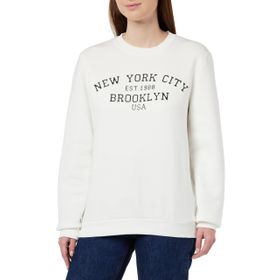 KOTON Erkek 4WAM70163MK Bisiklet Yaka Uzun Kollu Slogan Baskılı Sweatshirt, Beyaz (000), S
