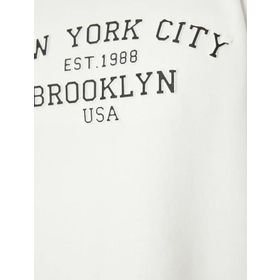 KOTON Erkek 4WAM70163MK Bisiklet Yaka Uzun Kollu Slogan Baskılı Sweatshirt, Beyaz (000), S