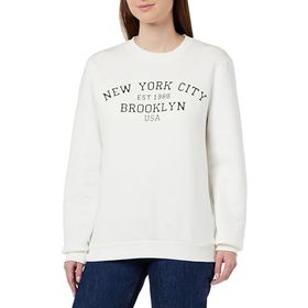 KOTON Erkek 4WAM70163MK Bisiklet Yaka Uzun Kollu Slogan Baskılı Sweatshirt, Beyaz (000), S
