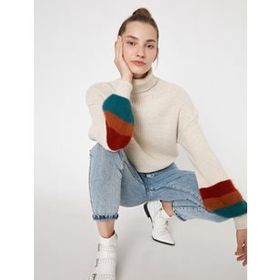 Koton Erkek Balikçi Yaka Uzun Kollu Triko Kazak Ekru 1KAM91168LT050XL