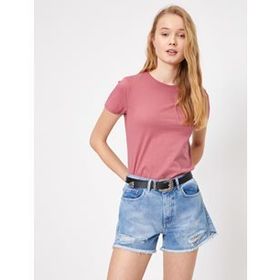 Koton Erkek Basic Kisa Kollu Bisiklet Yaka Tisört Lacivert 1YAM12136LK747XXL