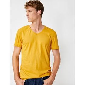 Koton Erkek Basic Kisa Kollu Bisiklet Yaka Tisört Lacivert 1YAM12136LK747XXL
