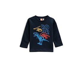 Koton Erkek Bebek Dinozor Baskılı Uzun Kollu Bisiklet Yaka Pamuklu T-shirt