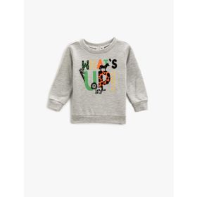 Koton Erkek Slogan Baskili Uzun Kollu Bisiklet Yaka Sweatshirt Yeşil 1KAM71602LK660XXL