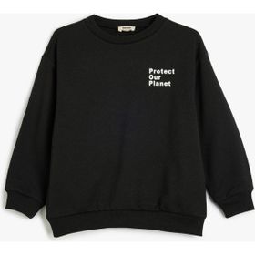 Koton Erkek Slogan Baskili Uzun Kollu Bisiklet Yaka Sweatshirt Yeşil 1KAM71602LK660XXL
