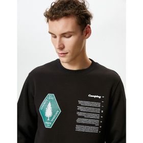 Koton Erkek Slogan Baskili Uzun Kollu Bisiklet Yaka Sweatshirt Yeşil 1KAM71602LK660XXL