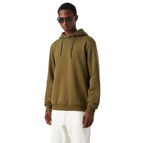Koton Haki Kapüşonlu Erkek Basic Sweatshirt