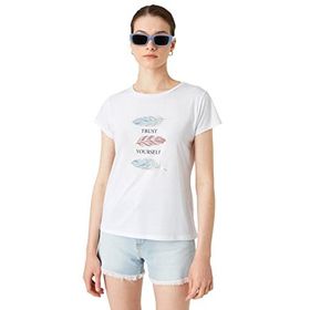 Koton Kadın Bisiklet Yaka Baskılı T-Shirt