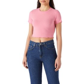 Koton Kadın Bisiklet Yaka Kısa Kollu Crop T-shirt