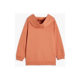 Koton Kapşonlu Sweatshirt Uzun Kollu Tropik Baskılı Şardonlu Kiremit