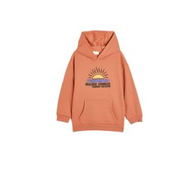 Koton Kapşonlu Sweatshirt Uzun Kollu Tropik Baskılı Şardonlu Kiremit