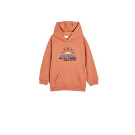 Koton Kapşonlu Sweatshirt Uzun Kollu Tropik Baskılı Şardonlu Kiremit