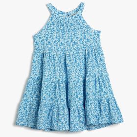 Koton Kids 3SKG80078AK1031 Mavi Çiçekli Kız Çocuk Elbise