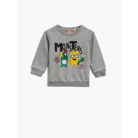 Koton Kids Koton Erkek Bebek Yazılı Baskılı Sweatshirt 0KMB16413TK