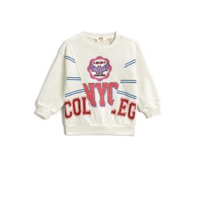 Koton Kolej Baskılı Ekru Kız Çocuk Sweatshirt