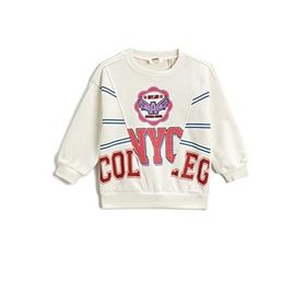 Koton Kolej Baskılı Ekru Kız Çocuk Sweatshirt