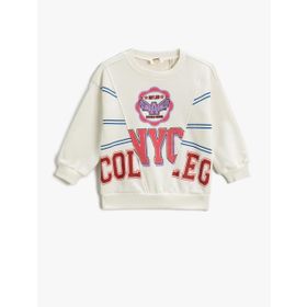 Koton Kolej Baskılı Ekru Kız Çocuk Sweatshirt
