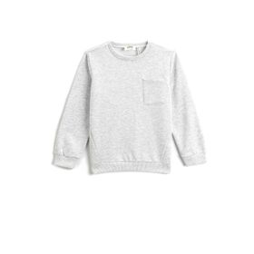 Koton KRM Erkek Çocuk Basic Uzun Kollu Bisiklet Yaka Açık Gri Sweatshirt