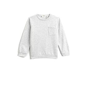 Koton KRM Erkek Çocuk Basic Uzun Kollu Bisiklet Yaka Açık Gri Sweatshirt