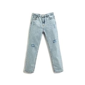 Koton LIN Kız Çocuk Açık İndigo Normal Bel Düz Paça Boyfriend Jean Pamuklu Kot Pantolon
