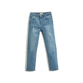 Koton MID Erkek Çocuk Dar Paça Yıpratılmış İndigo Kot Pantolon