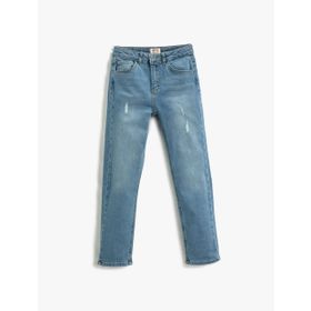 Koton MID Erkek Çocuk Dar Paça Yıpratılmış İndigo Kot Pantolon