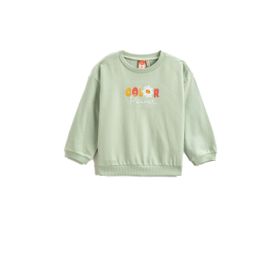 Koton MNT Kız Bebek Nane Yeşili Arkası Çiçek Baskılı İşleme Detaylı Şardonlu Sweatshirt