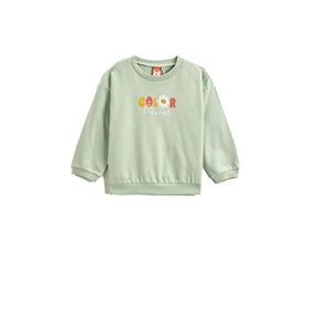 Koton MNT Kız Bebek Nane Yeşili Arkası Çiçek Baskılı İşleme Detaylı Şardonlu Sweatshirt